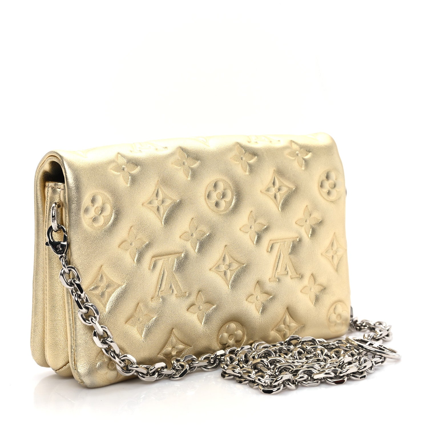 Louis Vuitton Metallic Lambskin Embossed Monogram Pochette Coussin Gold 3 of 12