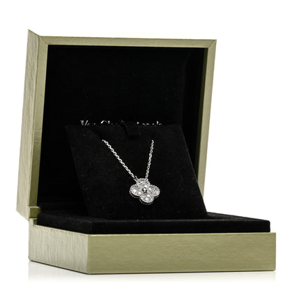 Van Cleef & Arpels 18K White Gold Diamond Vintage Alhambra Pendant Necklace 6 of 6