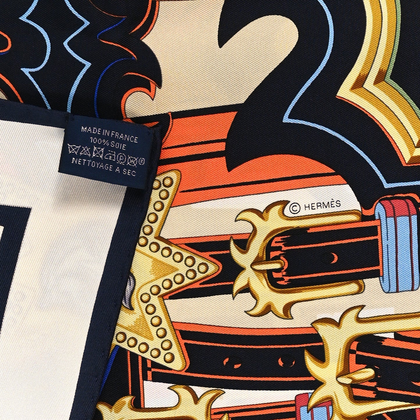 Silk Brides Et Destin Scarf 90 White Marine Multicolor