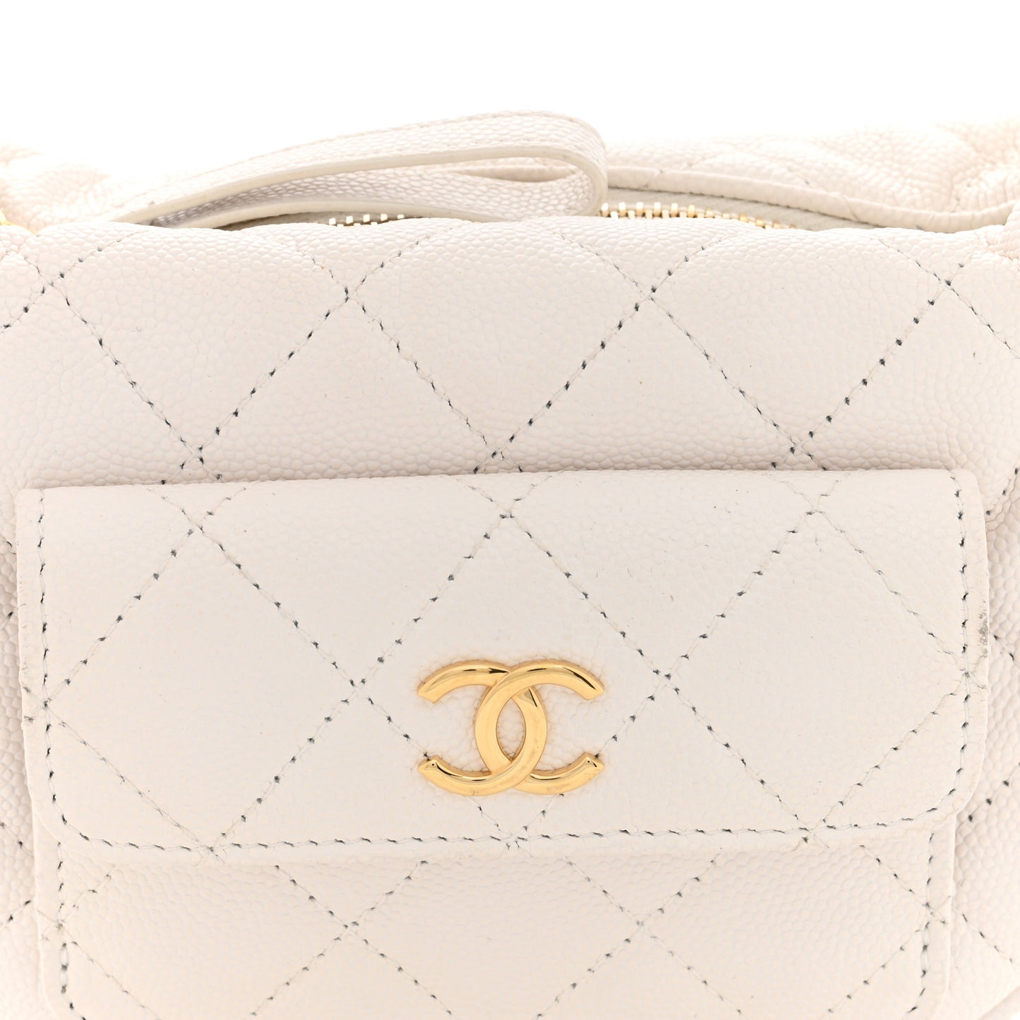 Caviar Quilted Polly Pocket Pouch Hobo White