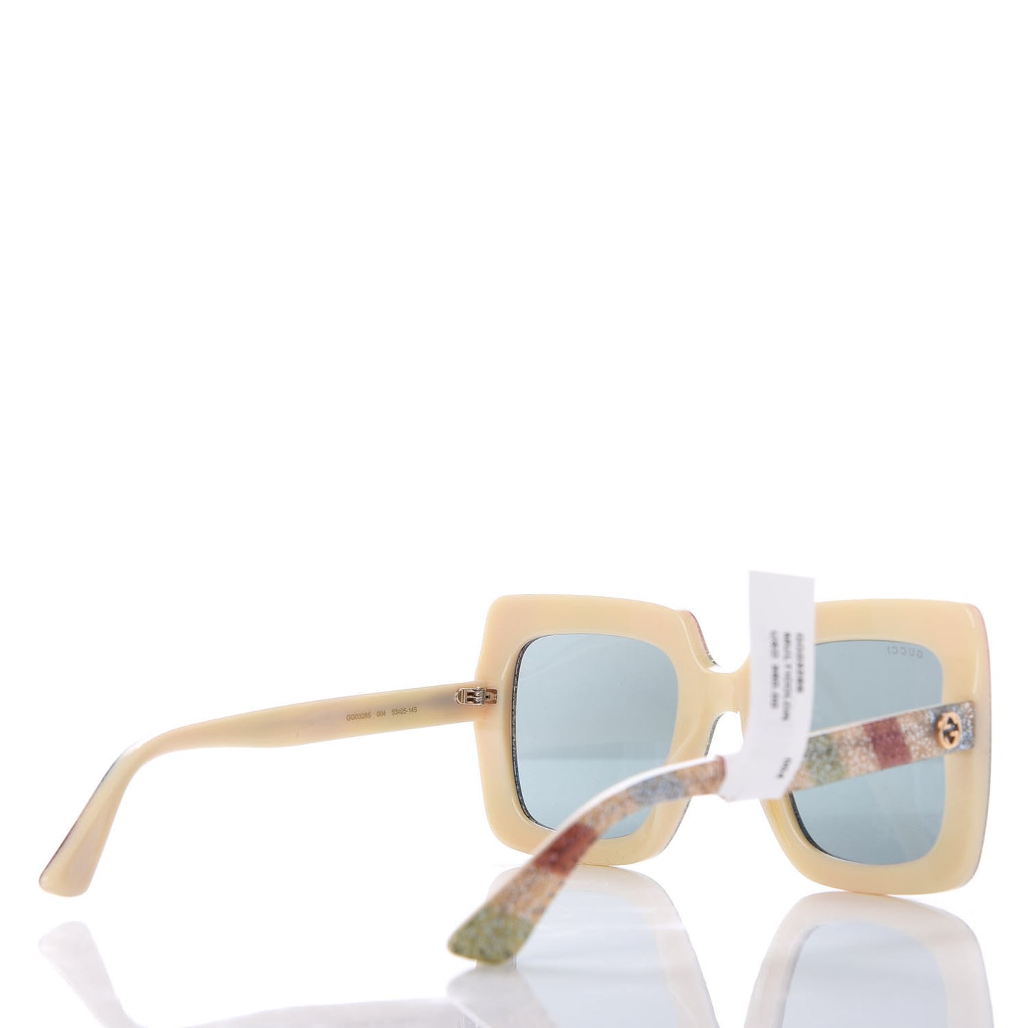 Square Frame Stripe Glitter GG0328S Sunglasses Ivory Multicolor