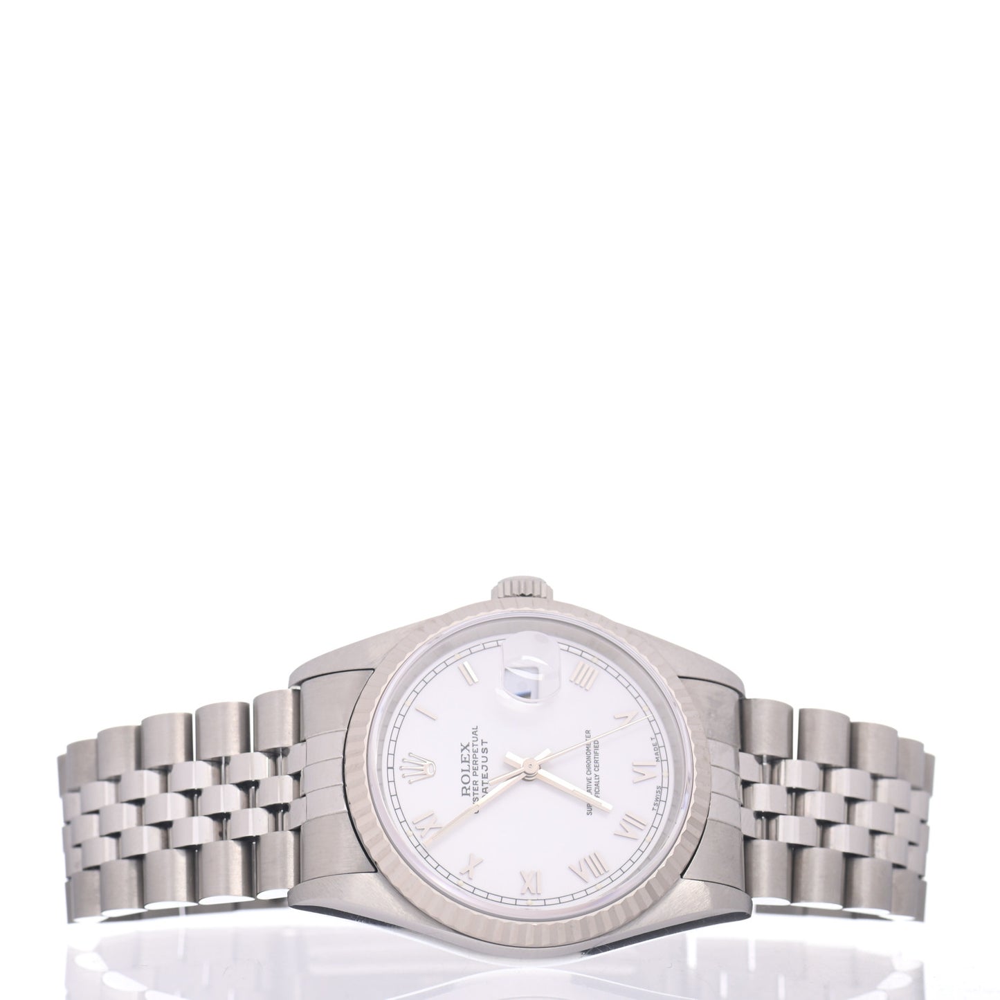 Stainless Steel 18K White Gold 36mm Oyster Perpetual Datejust Watch White Roman 16234