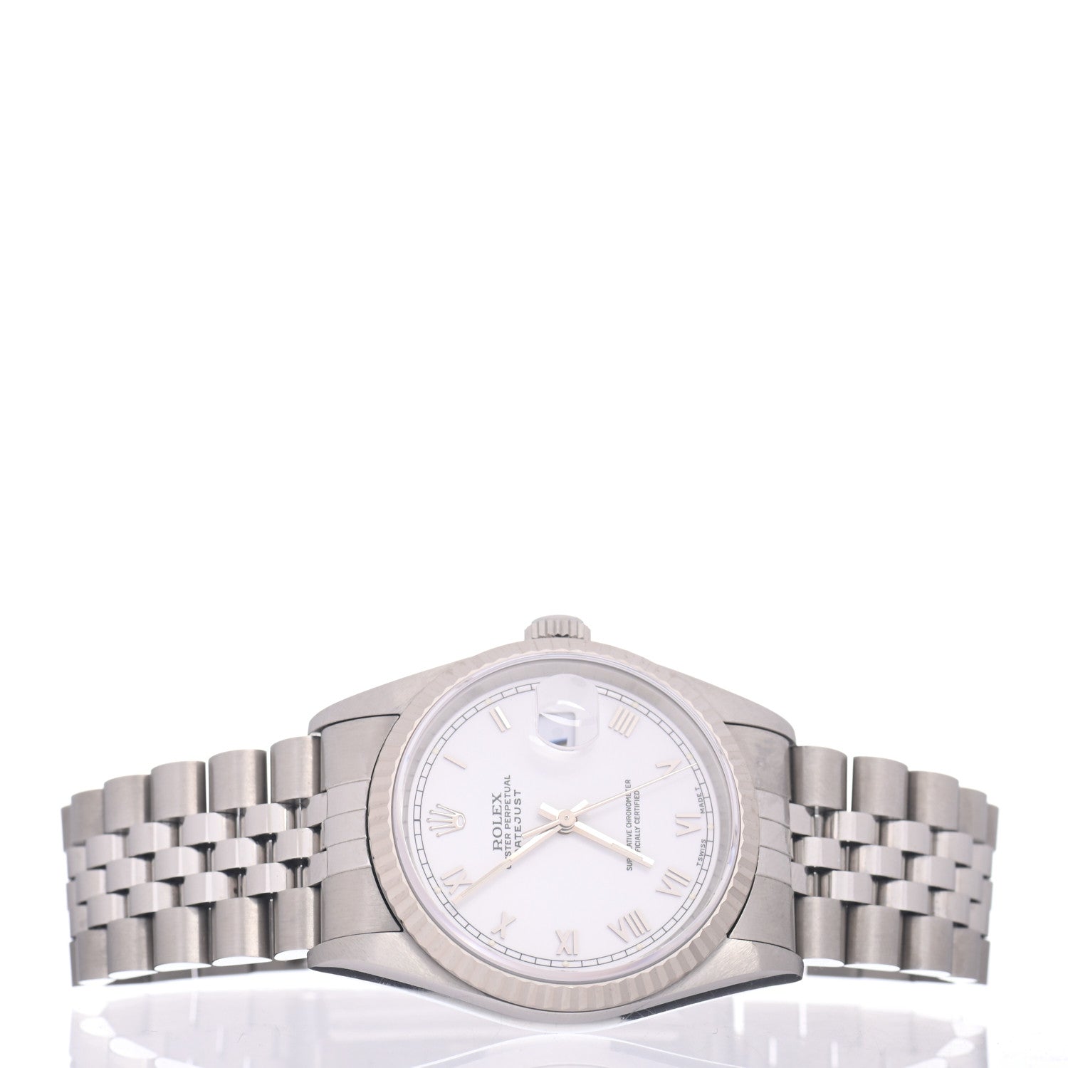 Rolex Stainless Steel 18K White Gold 36mm Oyster Perpetual Datejust Watch White Roman 16234 2 of 5