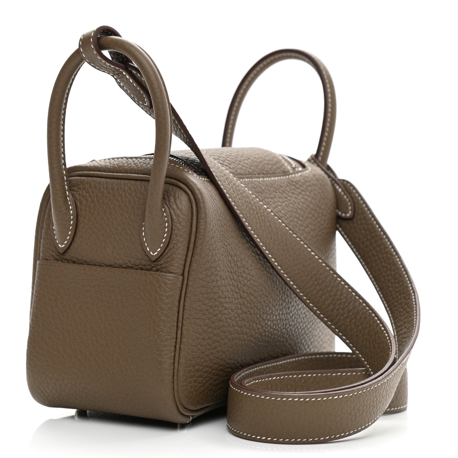 Hermes Taurillon Clemence Mini Lindy 20 Etoupe 3 of 9