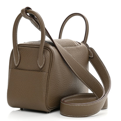 Hermes Taurillon Clemence Mini Lindy 20 Etoupe 3 of 9