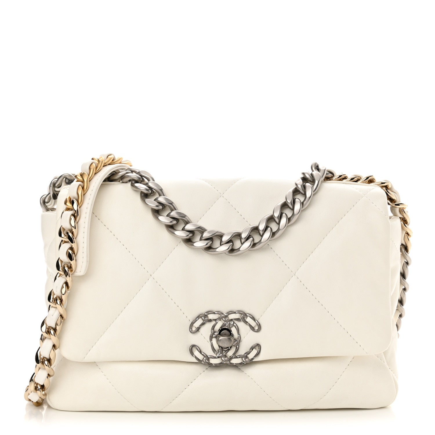 Chanel Lambskin Quilted Medium Chanel 19 Flap White 1 of 10
