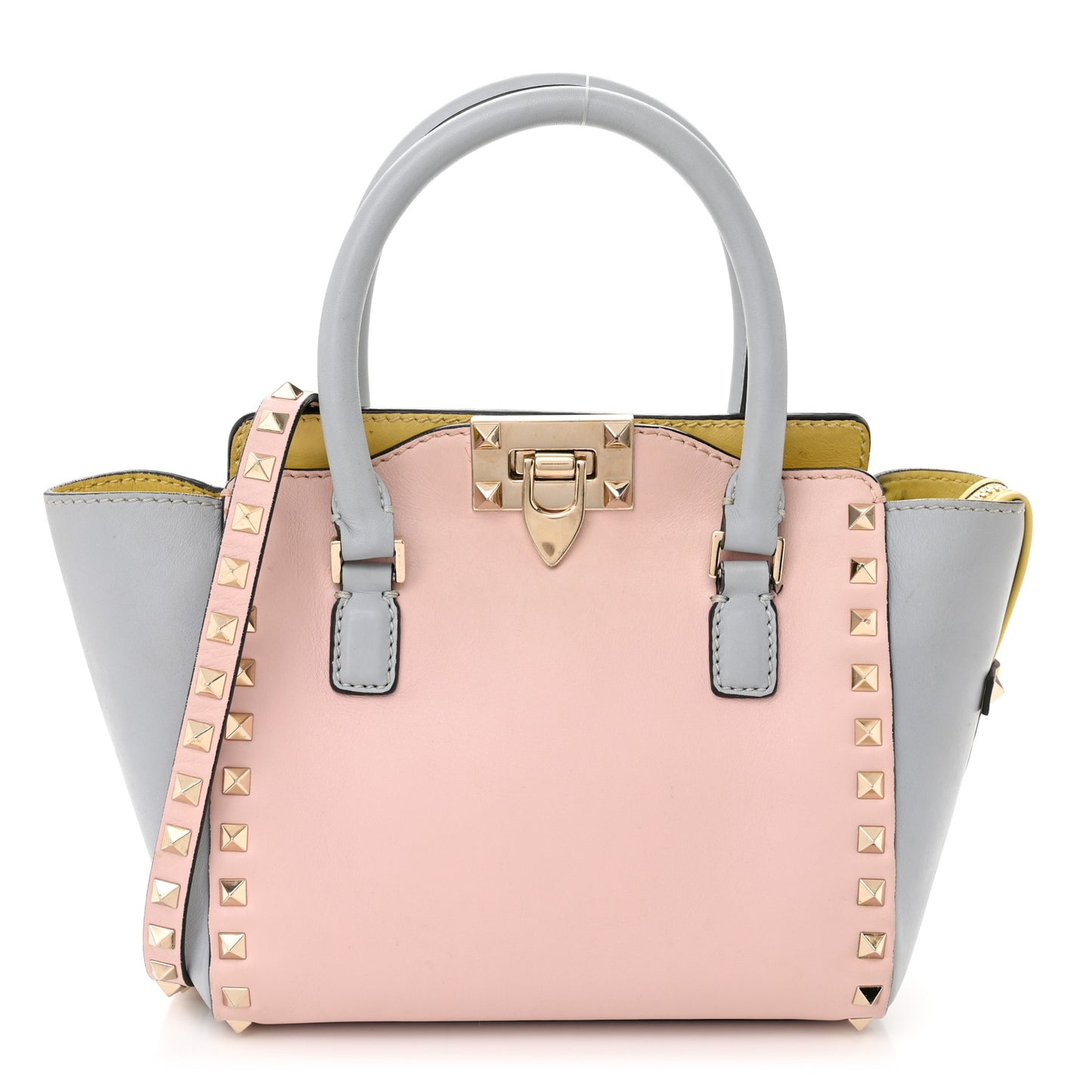 Vitello Watercolor Mini Rockstud Double Handle Tote Rose