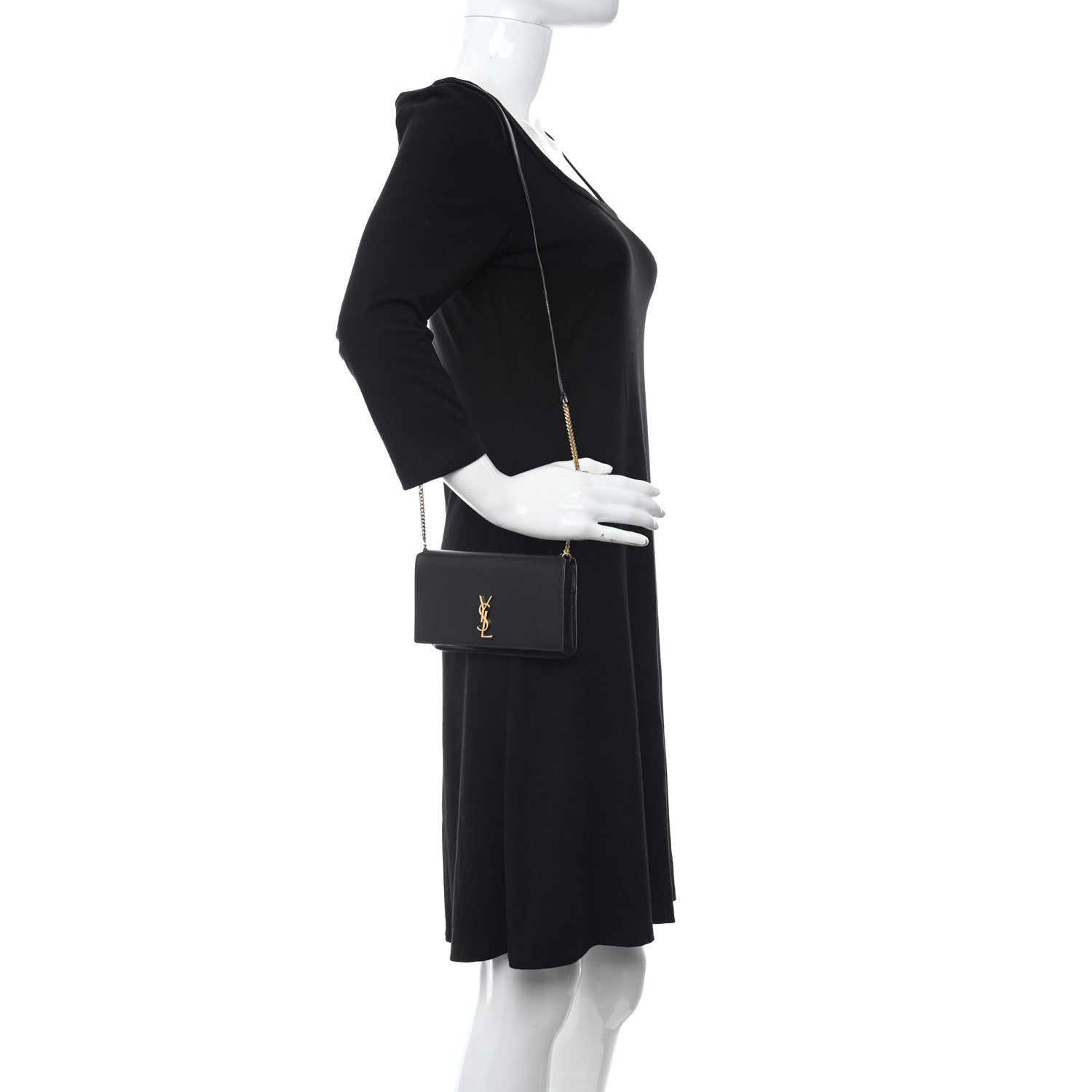 Saint Laurent Smooth Calfskin Monogram Phone Holder Crossbody Black 2 of 9