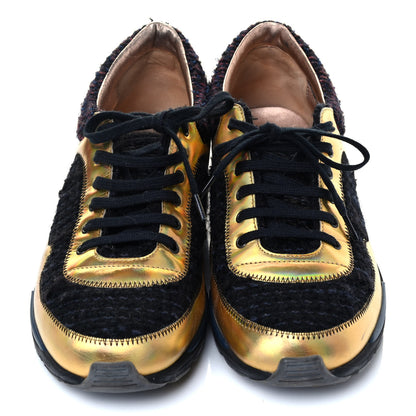 Chanel Tweed Lambskin Runway Sneakers 40 Black Multicolor 4 of 9