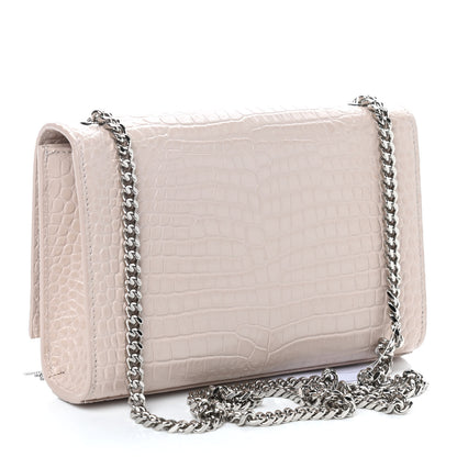 Saint Laurent Calfskin Crocodile Embossed Small Classic Monogram Kate Tassel Satchel Washed Light Pink 3 of 9