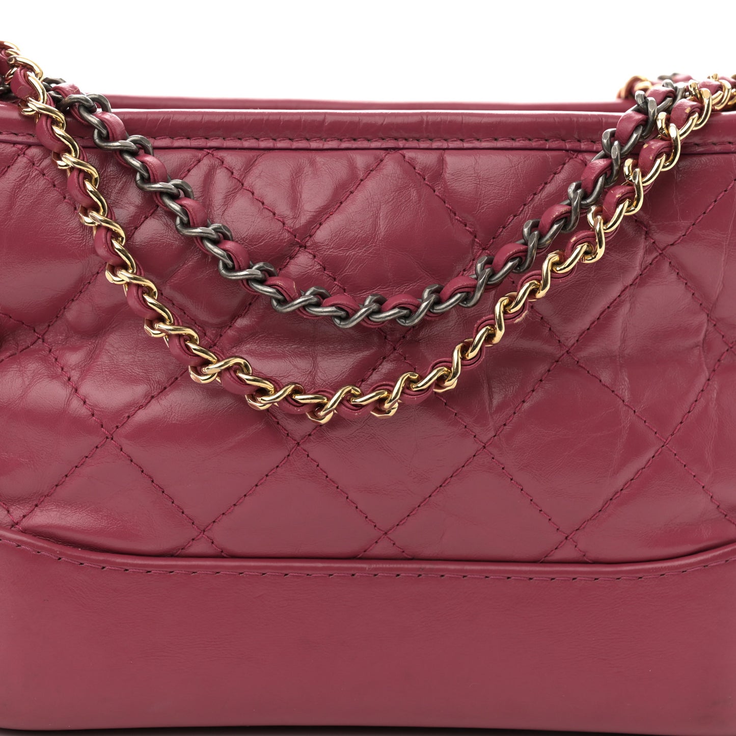 Aged Calfskin Quilted Small Gabrielle Hobo Dark Pink
