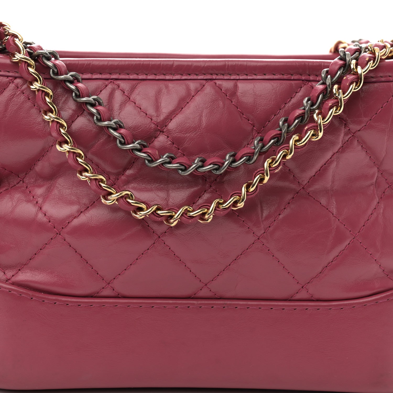 Chanel Aged Calfskin Quilted Small Gabrielle Hobo Dark Pink 8 of 11