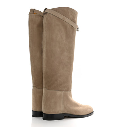 Hermes Suede Kelly Jumping Boots 36 Oak 4 of 8
