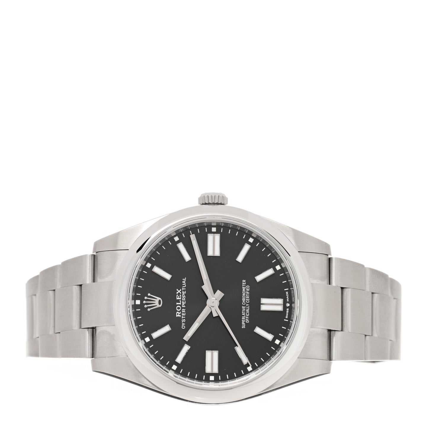 Stainless Steel 41mm Oyster Perpetual Watch Bright Black 124300