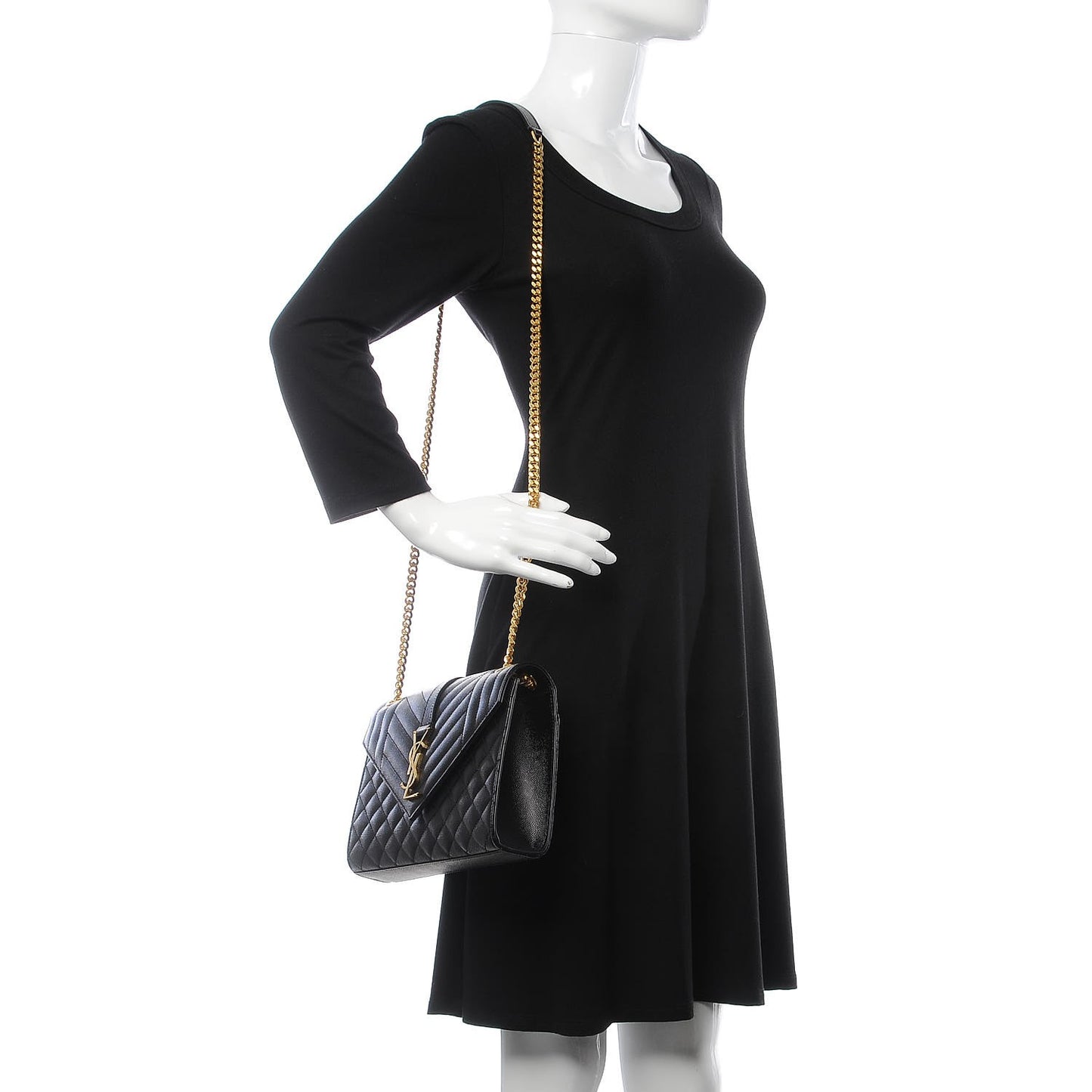 Grain De Poudre Textured Mixed Matelasse Triquilt Medium Monogram Satchel Black