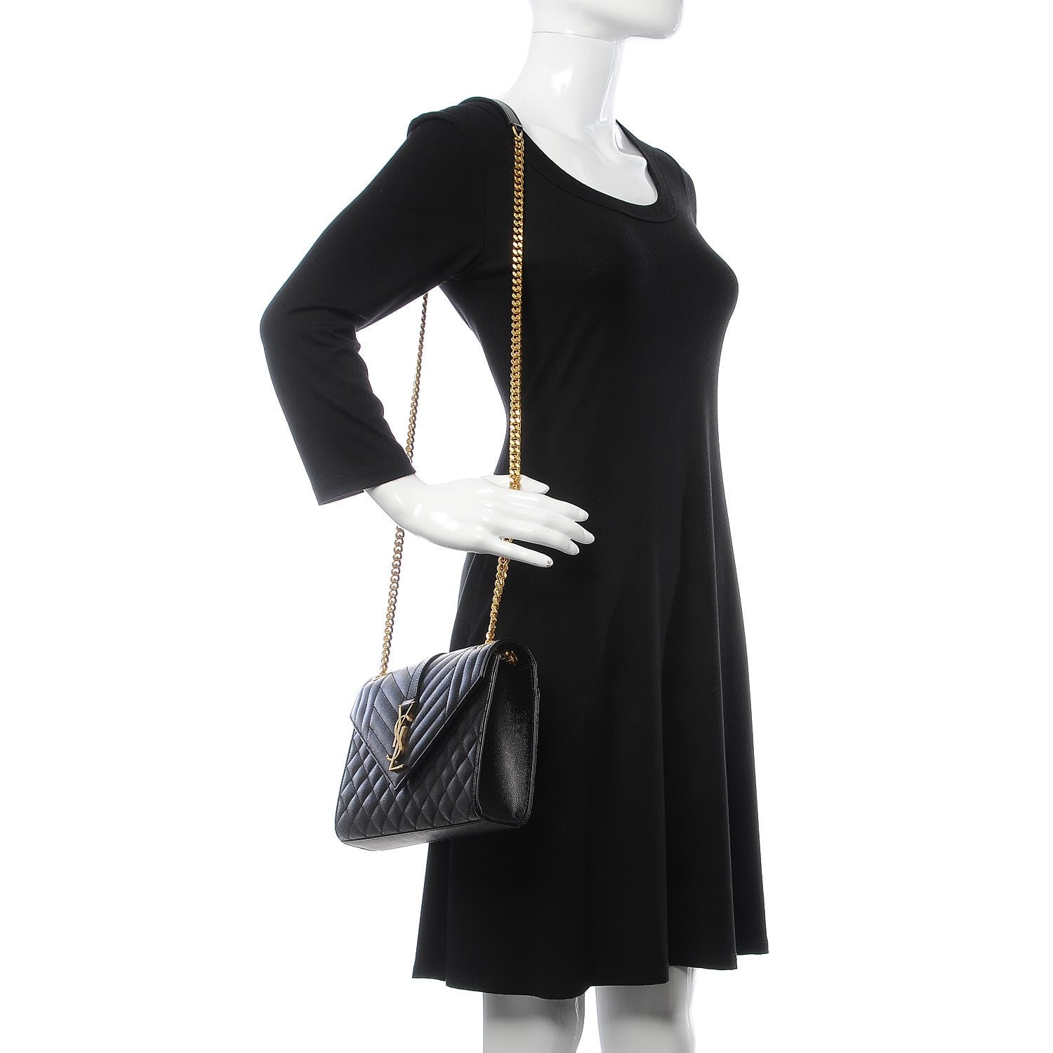 Saint Laurent Grain De Poudre Textured Mixed Matelasse Triquilt Medium Monogram Satchel Black 2 of 8