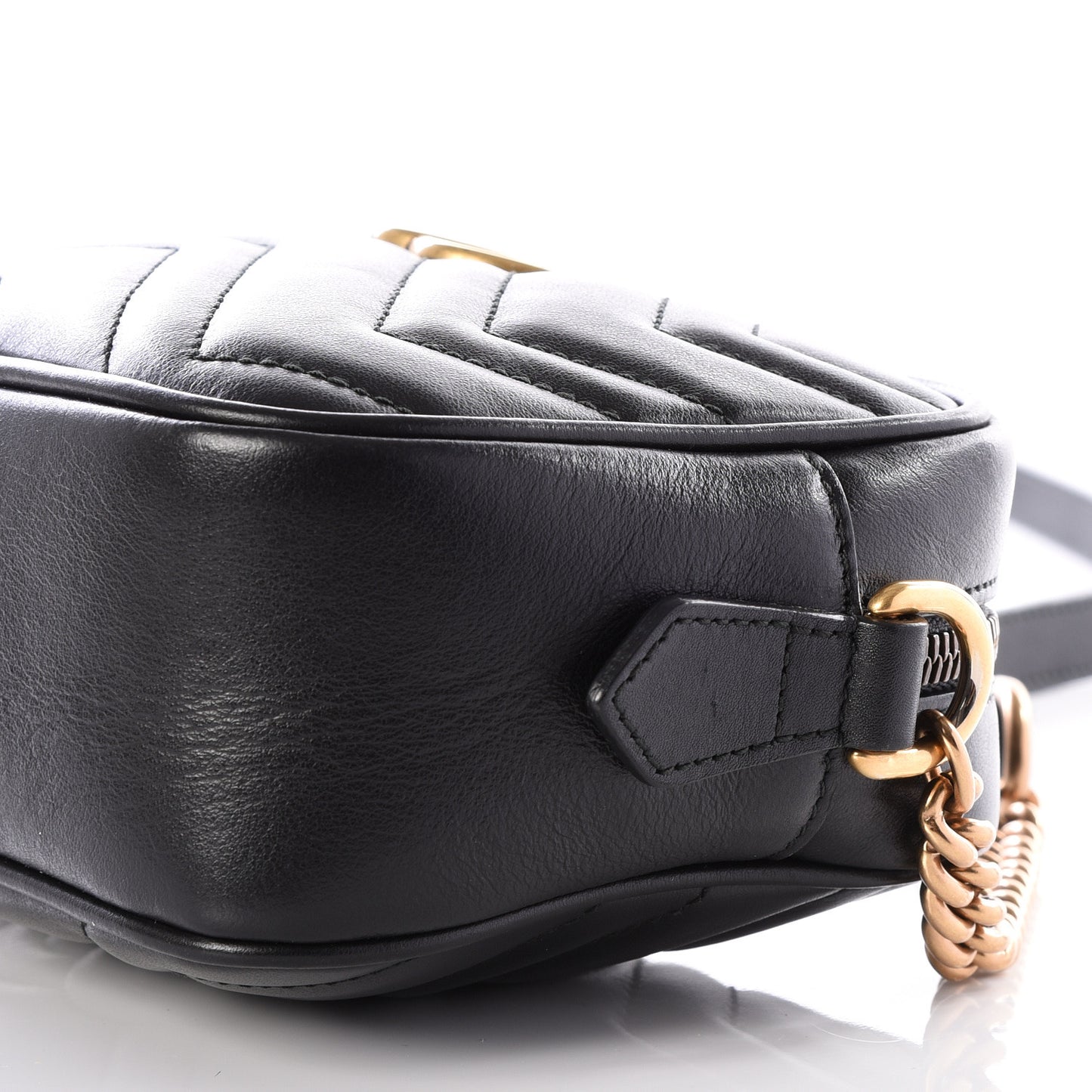 Calfskin Matelasse Mini GG Marmont Chain Shoulder Bag Black