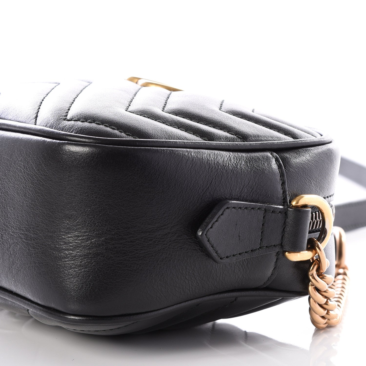 Gucci Calfskin Matelasse Mini GG Marmont Chain Shoulder Bag Black 6 of 10