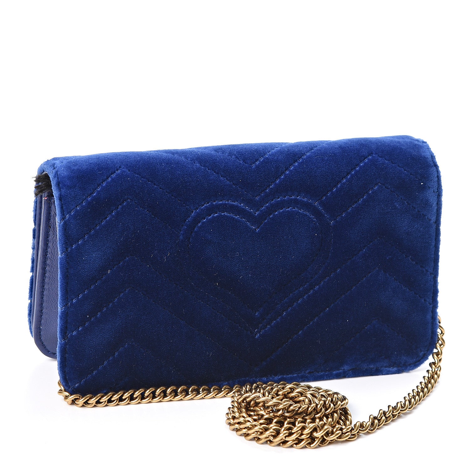 Gucci Velvet Matelasse GG Marmont Mini Bag Cobalt Blue 2 of 9