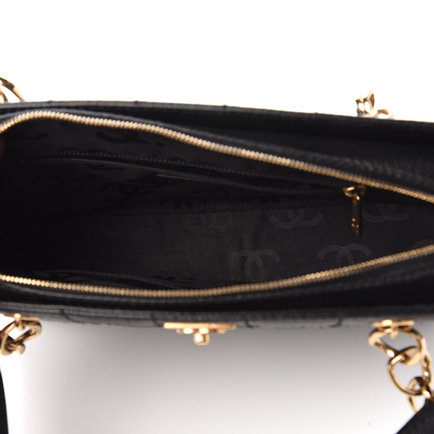 Caviar Chocolate Bar Quilted Shoulder Bag Black