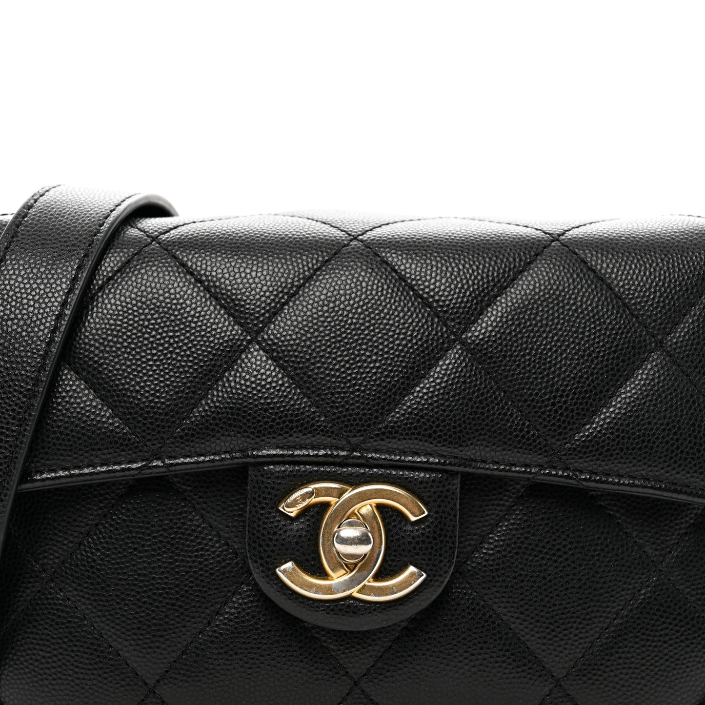Caviar Quilted Moon Messenger Black
