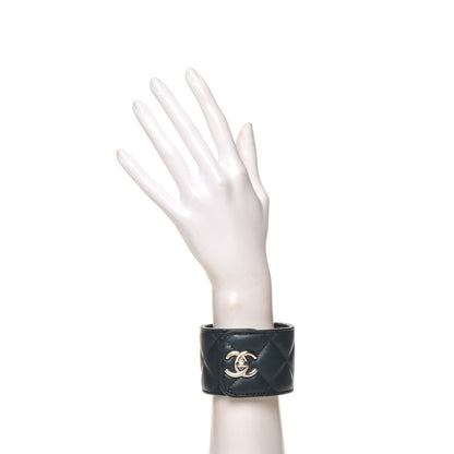 Chanel Quilted Lambskin CC Turnlock Cuff Blue 2 of 5