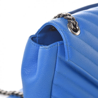 Saint Laurent Grained Calfskin Matelasse Monogram Classic Medium Chain Bag Royal Blue 9 of 14