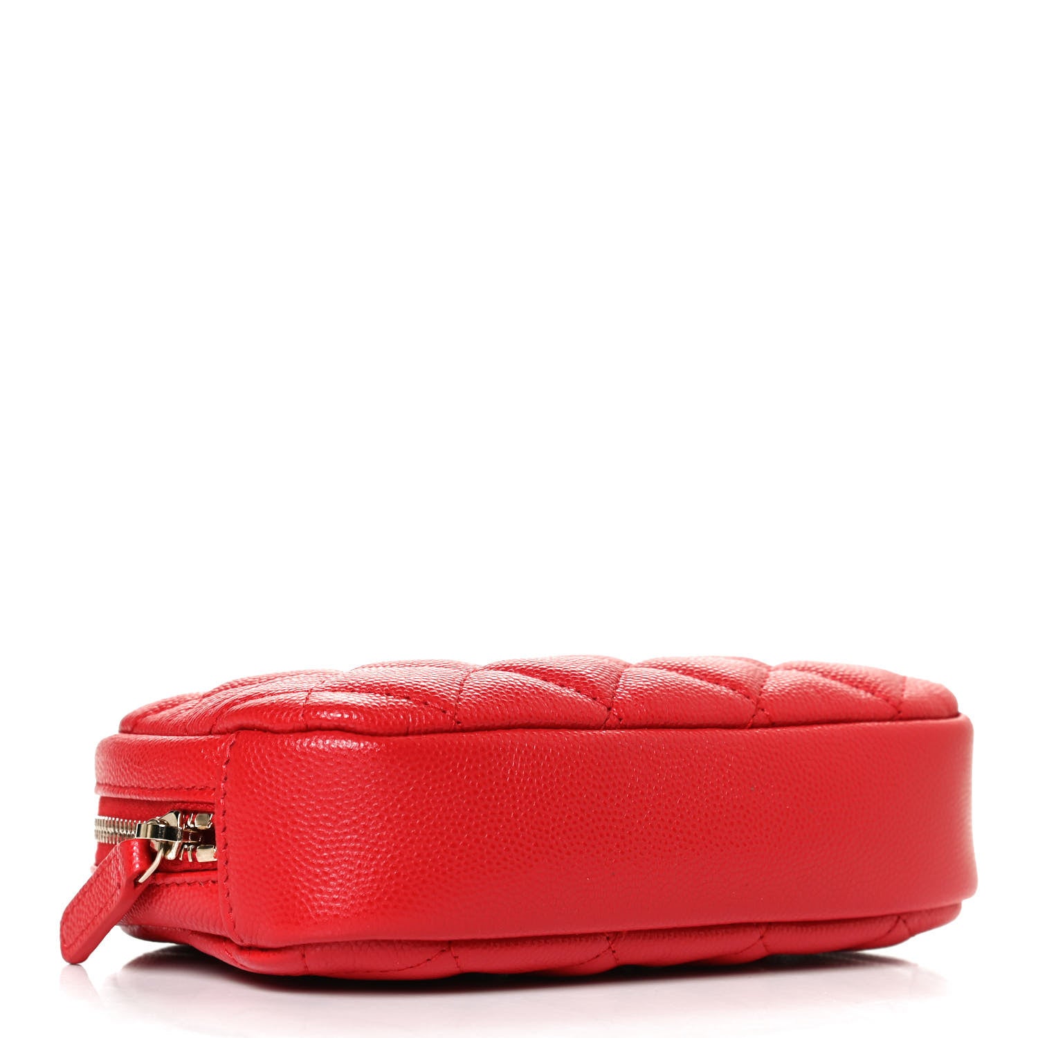 Chanel Caviar Quilted Small Curvy Pouch Cosmetic Case Red 4 of 12