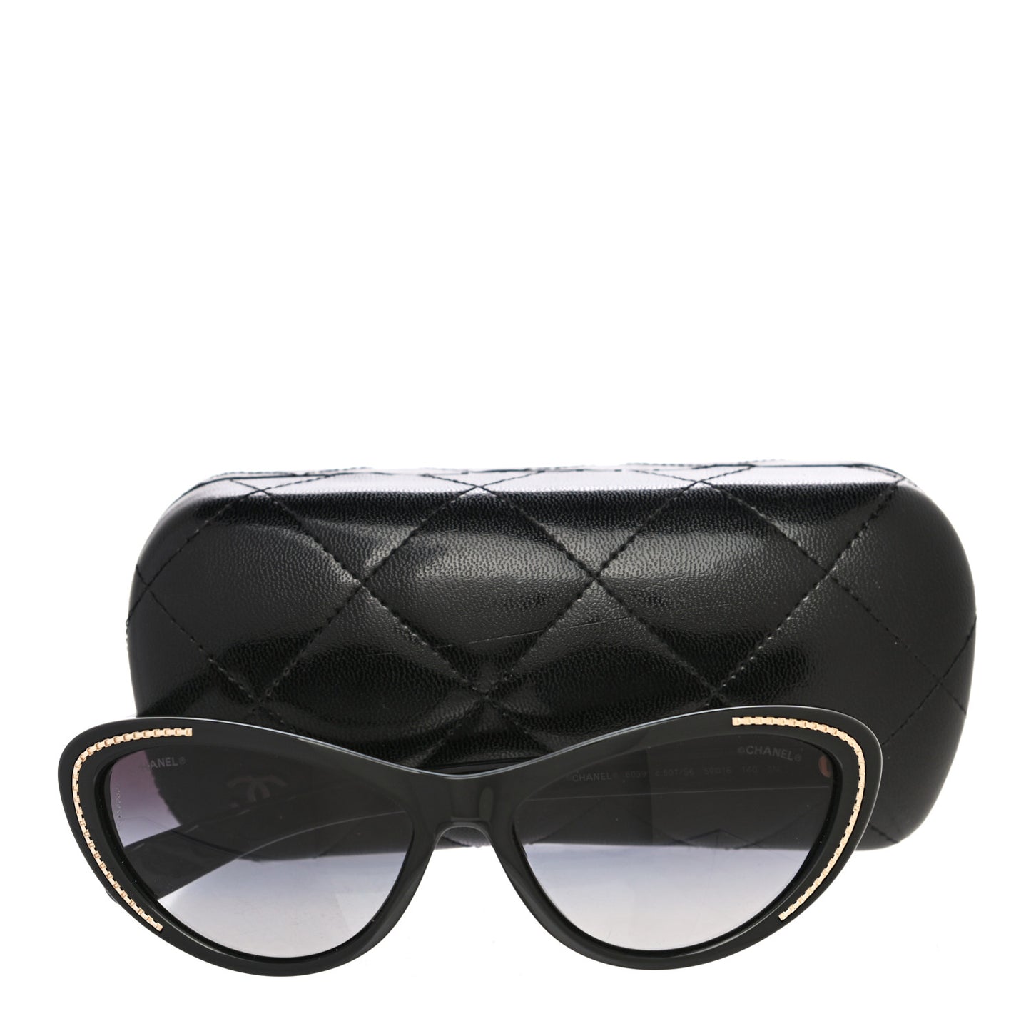 Cat Eye Chain Sunglasses 6039 Black