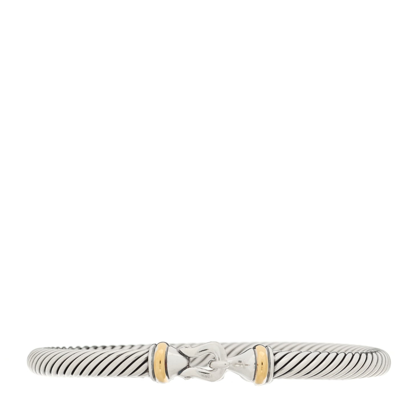 Sterling Silver 18K Yellow Gold 5mm Cable Classic Buckle Bracelet