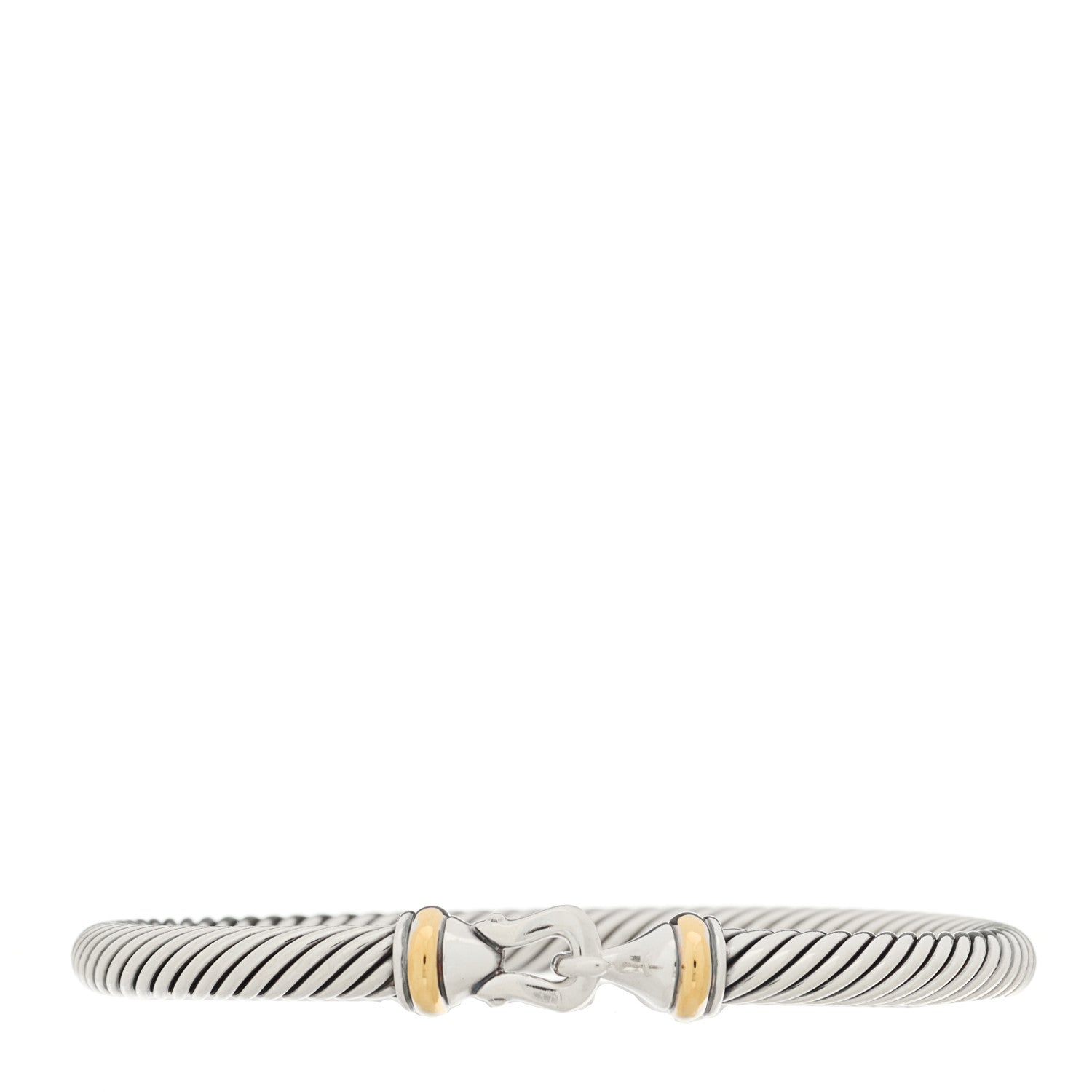David Yurman Sterling Silver 18K Yellow Gold 5mm Cable Classic Buckle Bracelet 1 of 3