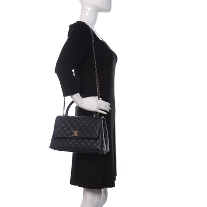 Chanel Caviar Lizard Embossed Quilted Small Coco Handle Flap Navy Blue 2 of 11
