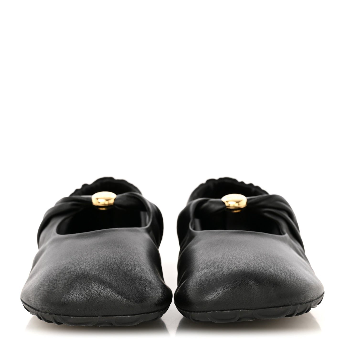 Lambskin Pebble Ballerina Flats 36 Black