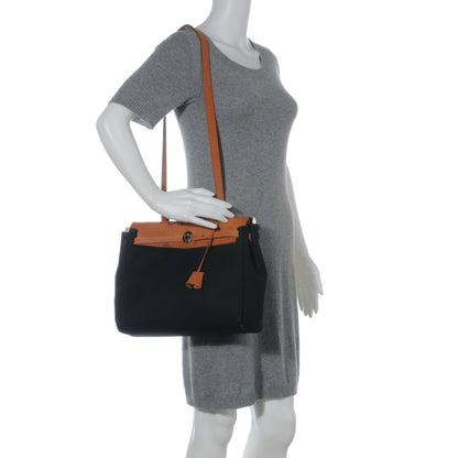 Hermes Toile HERBAG PM Natural and Black 4 of 19
