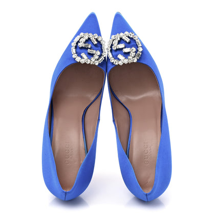 Gucci Satin Sparkling GG Pumps 38 Deep Zaffiro 2 of 12