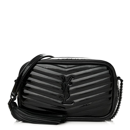 Saint Laurent Patent Calfskin Matelasse Monogram Mini Lou Camera Bag Black 1 of 10