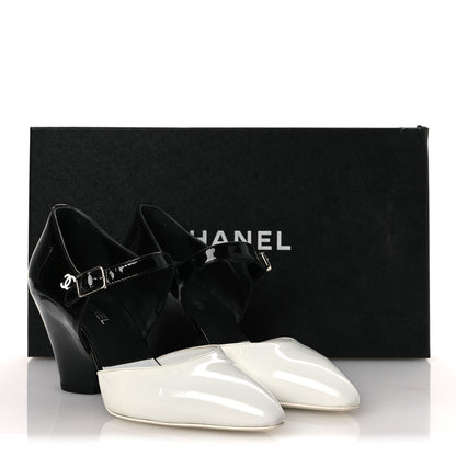 Chanel Patent Calfskin CC Pumps 37 White Black 12 of 12
