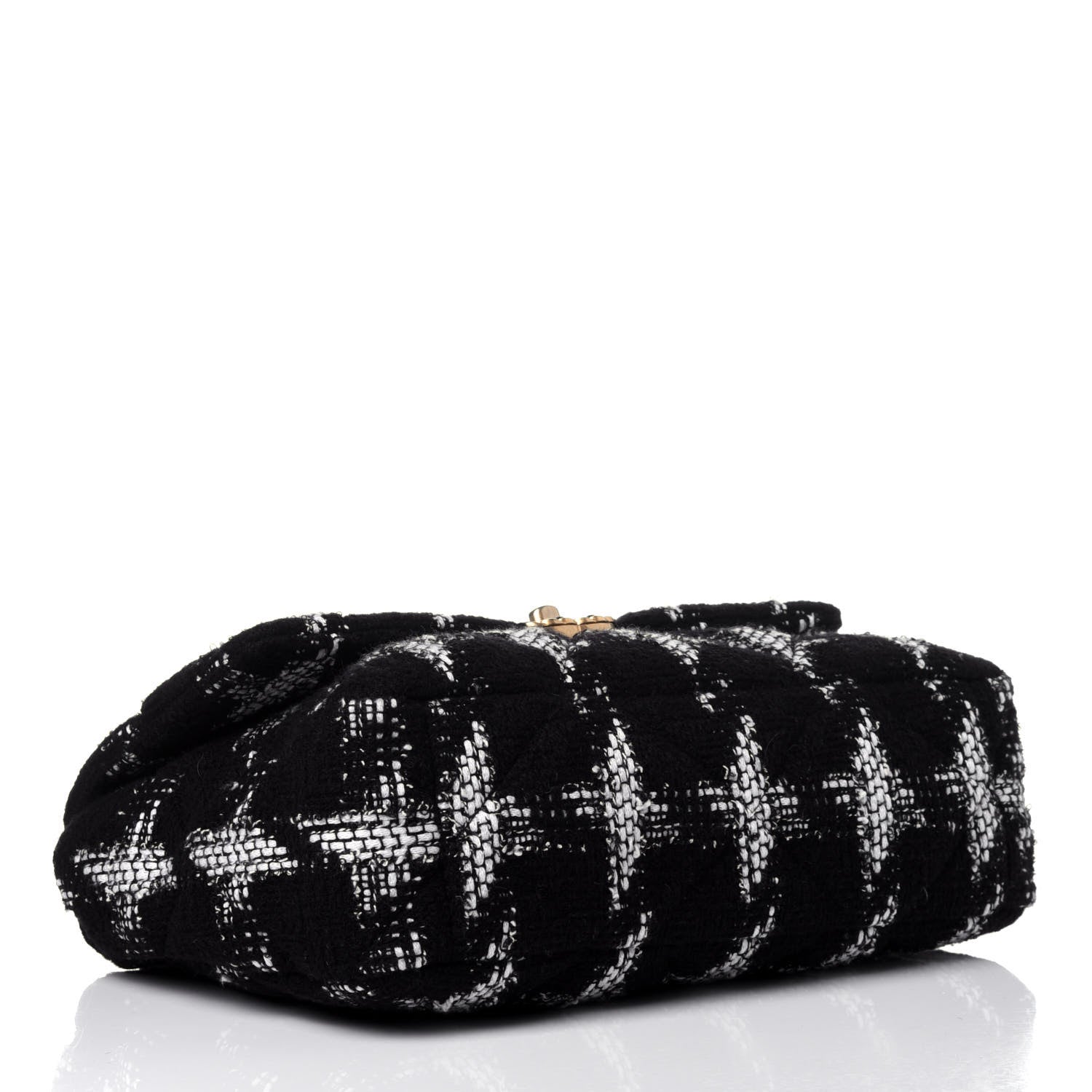 Chanel Tweed Quilted Large Chanel 19 Flap Black White 3 of 11