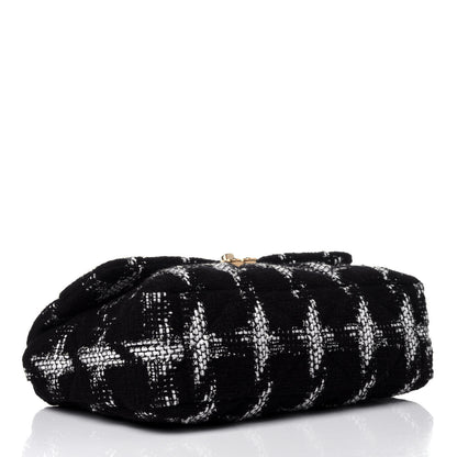Chanel Tweed Quilted Large Chanel 19 Flap Black White 3 of 11