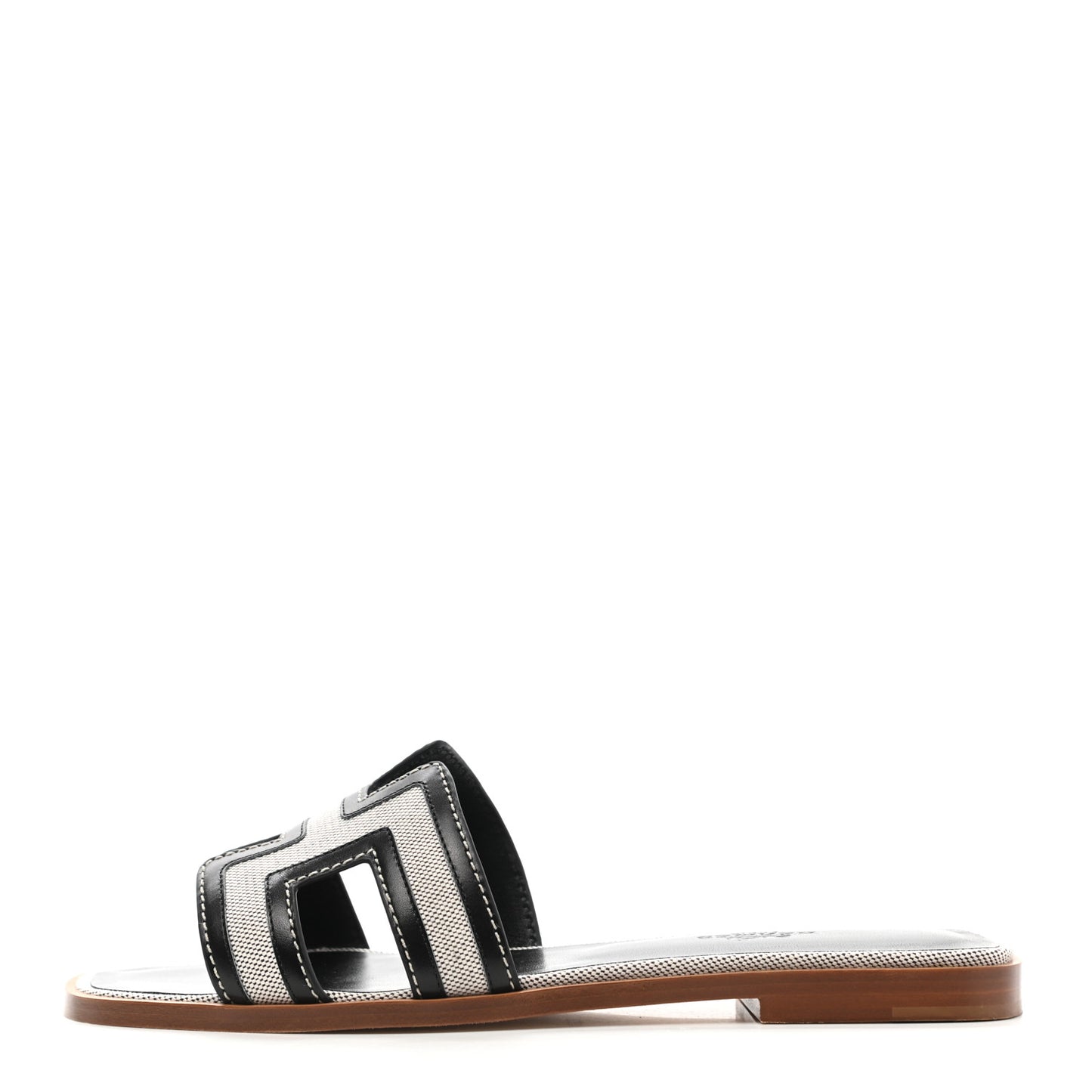 Calfskin Canvas Oran Sandals 37 Black