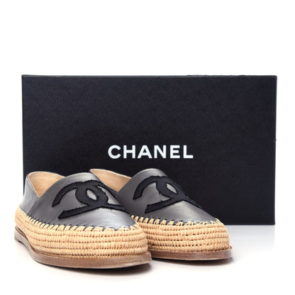 Chanel Lambskin Grosgrain CC Espadrilles 39 Grey Black 11 of 11