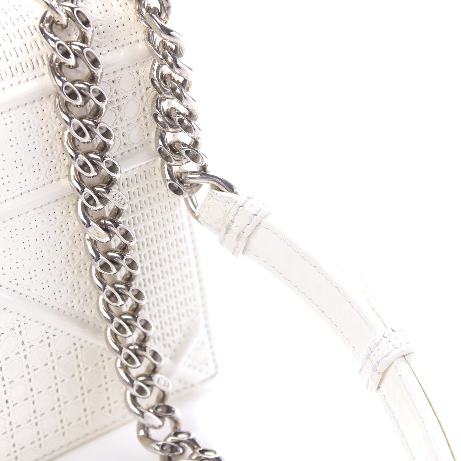 Christian Dior Patent Micro-Cannage Small Diorama Flap Bag White 13 of 15