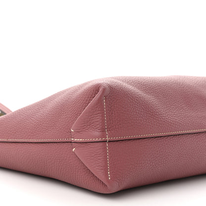 Moynat Taurillon Blush Calfskin Reversible Tote Dark Green Pink 13 of 16