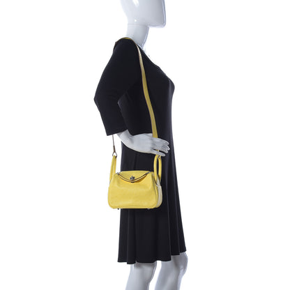 Hermes Ostrich Mini Lindy 20 Jaune Citron 3 of 12