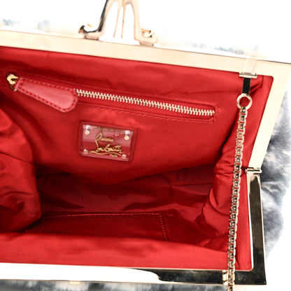 Christian Louboutin Rabbit Fur Miss Loubi Clutch Denim Blue Ecru 5 of 9