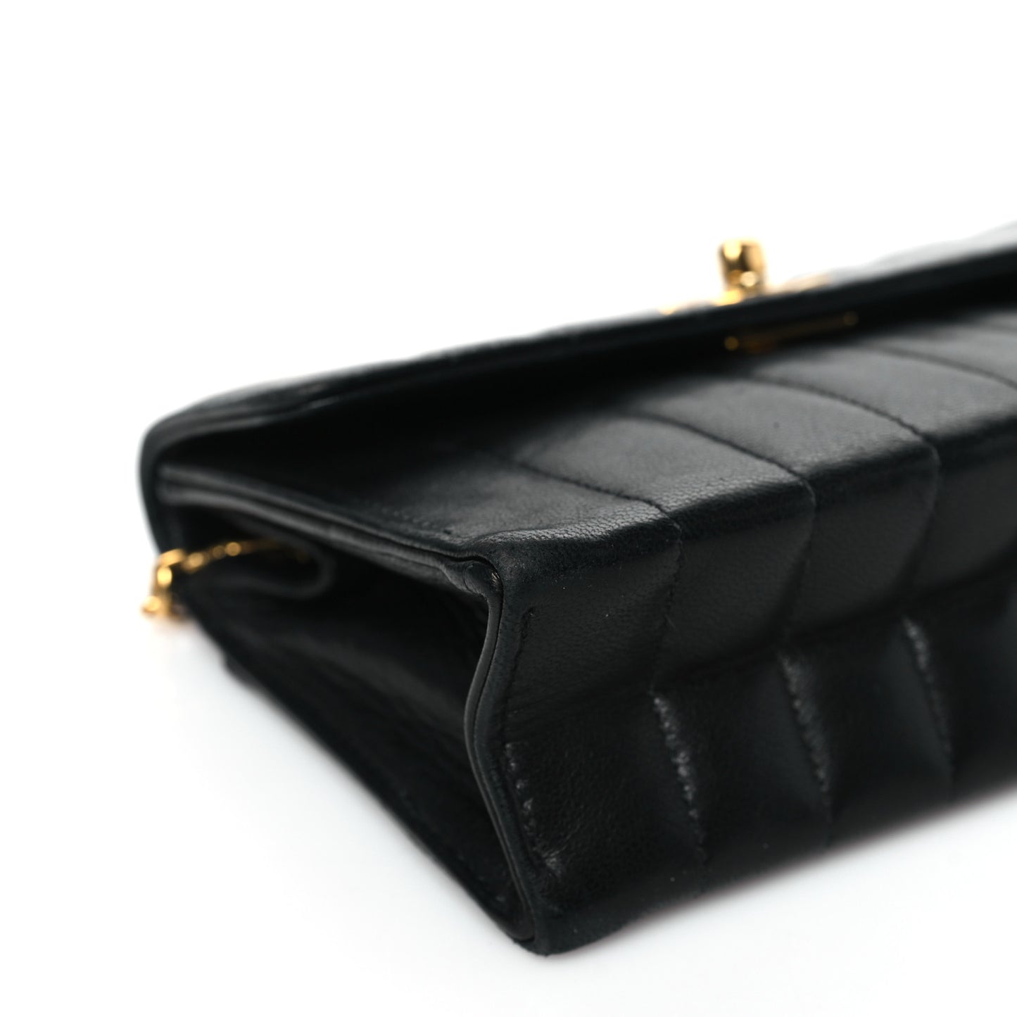 Lambskin Vertical Quilted Mini Flap Black