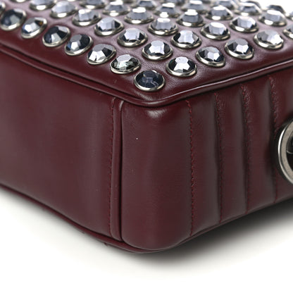 Prada Soft Calfskin Crystal Impunture Camera Bag Granato 9 of 13