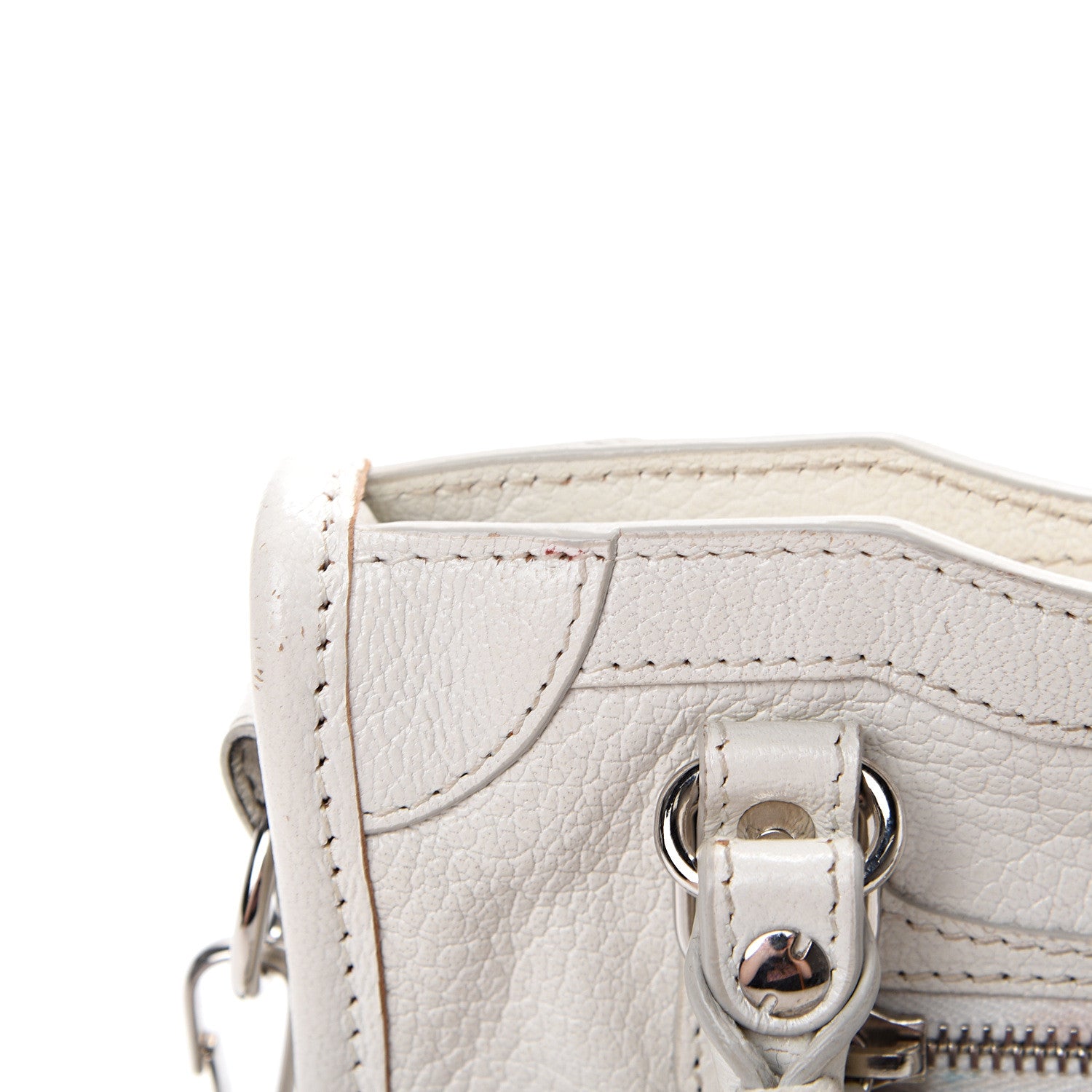 Balenciaga Chevre Silver Metallic Edge Hardware Nano City White 8 of 17