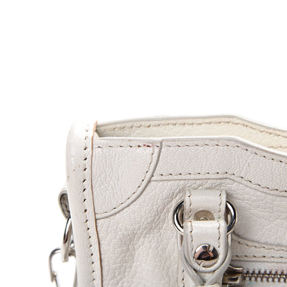Balenciaga Chevre Silver Metallic Edge Hardware Nano City White 8 of 17