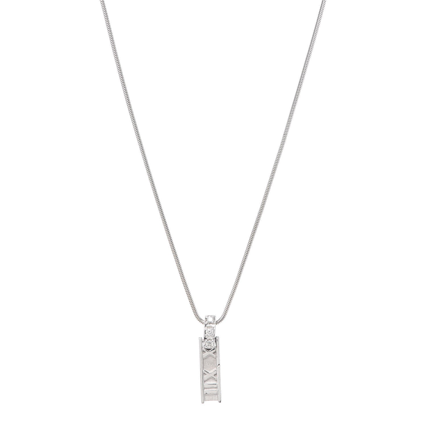 Tiffany 18K White Gold Diamond Atlas Bar Drop Pendant Necklace 1 of 6